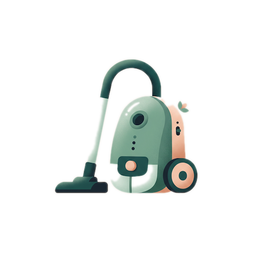 Ilustración de una aspiradora de limpieza verde sobre fondo beige
