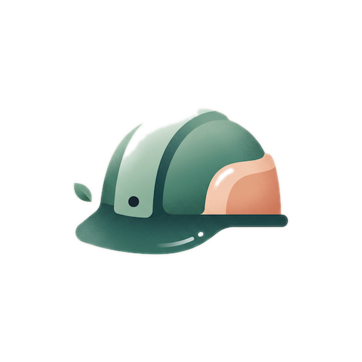 Ilustración de un casco de obra verde sobre fondo beige