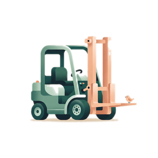 Ilustración de una carretilla elevadora sobre fondo beige